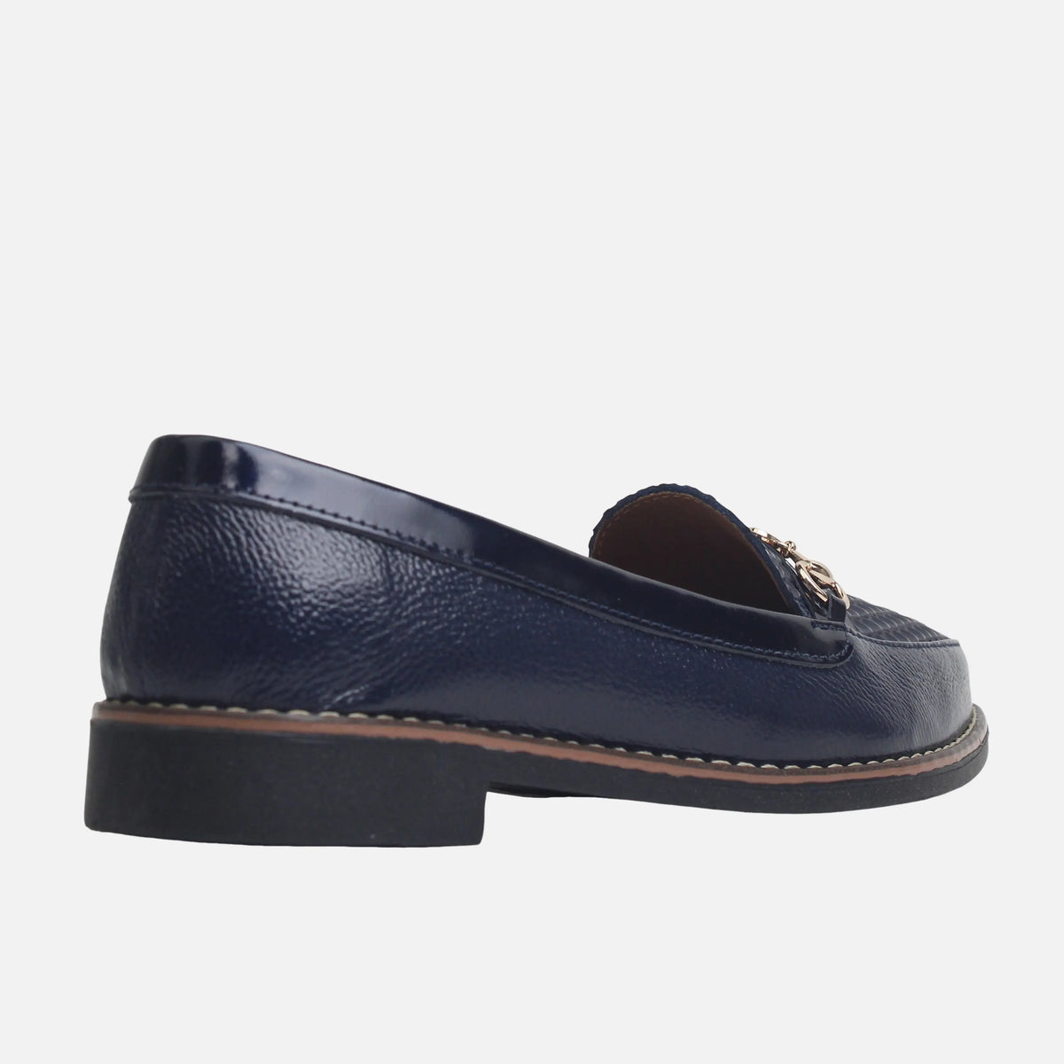 Baleta plana belara de cuero para mujer - Azul