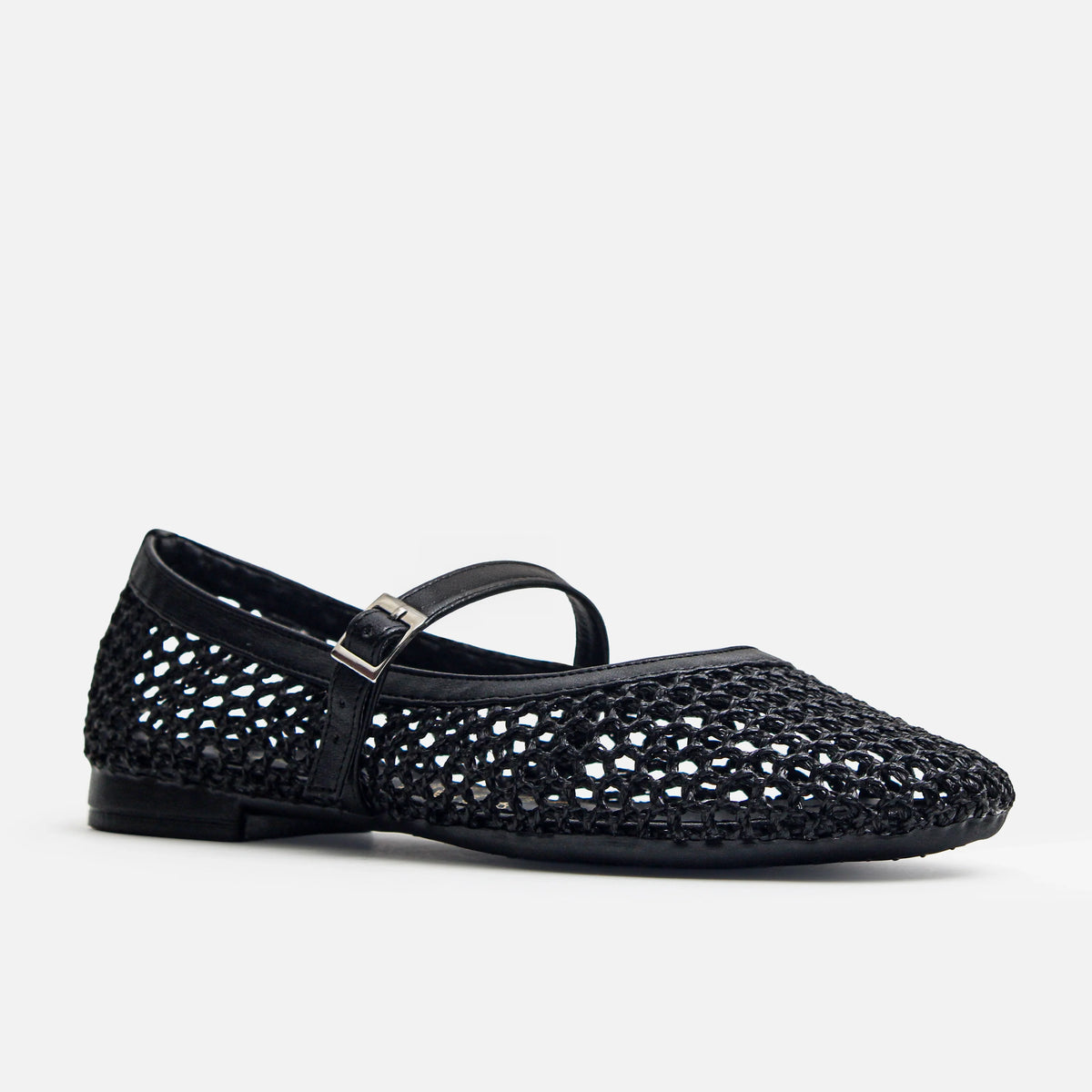 Baleta plana pearlina de sintético para mujer - Negro