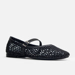 Baleta plana pearlina de sintético para mujer - Negro