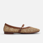 Baleta plana pearlina de textil para mujer - Miel