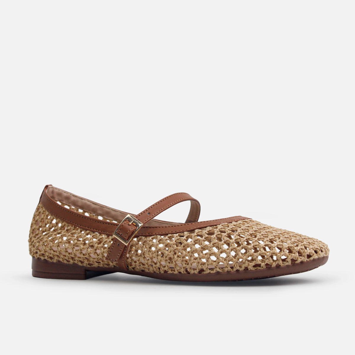 Baleta plana pearlina de textil para mujer - Miel