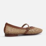 Baleta plana pearlina de textil para mujer - Miel