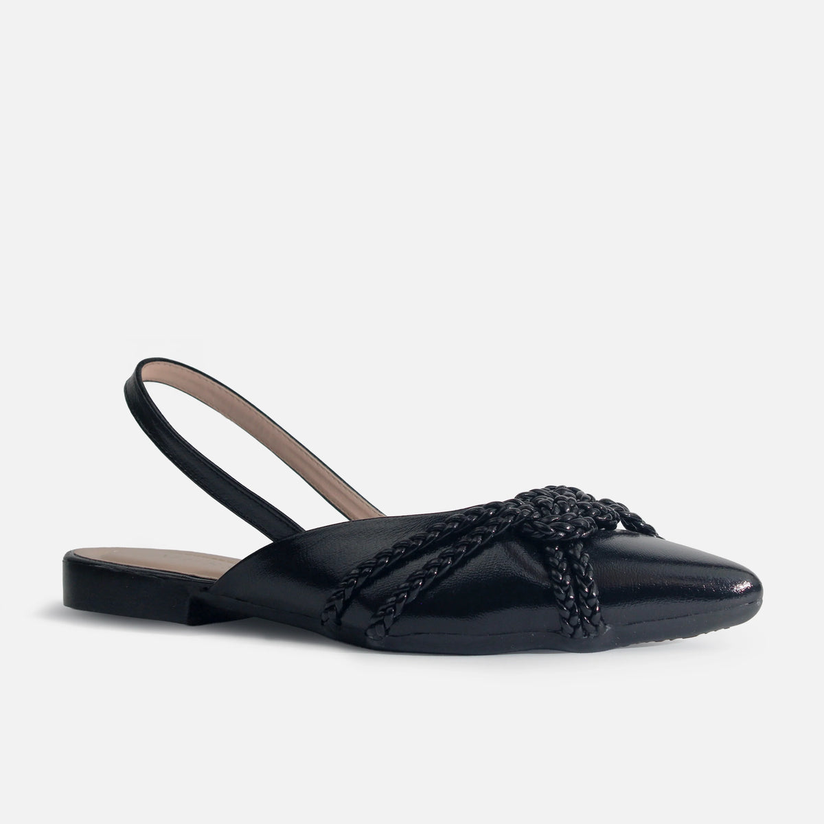 Baleta destalonada jasma de sintético para mujer - Negro