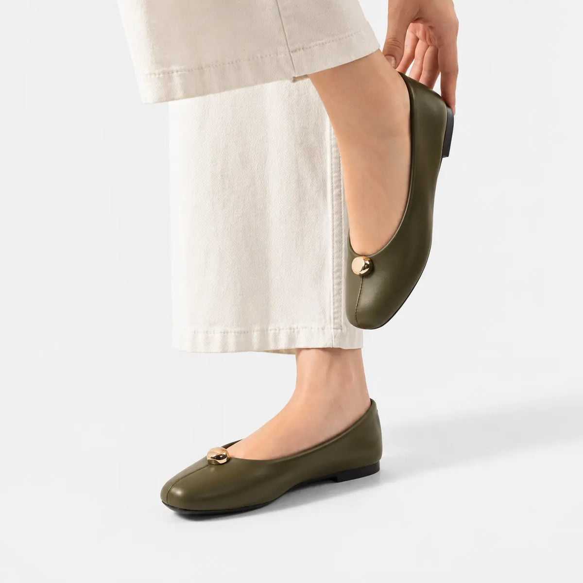 Baleta plana serena de sintético para mujer - Verde