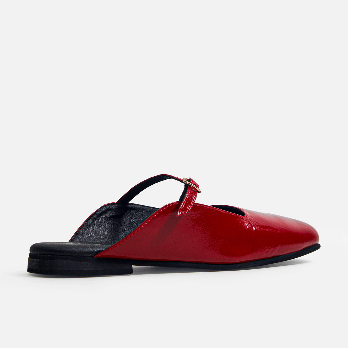 Baleta destalonada margaritas de cuero para mujer - Rojo