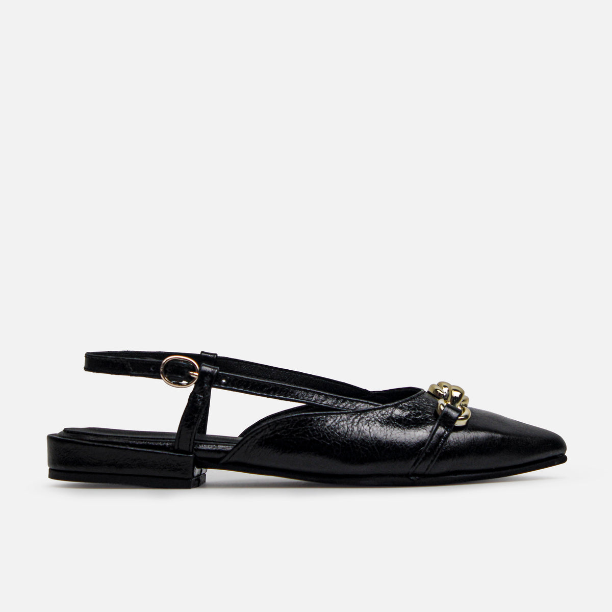 Baleta destalonada lumi de cuero para mujer - Negro