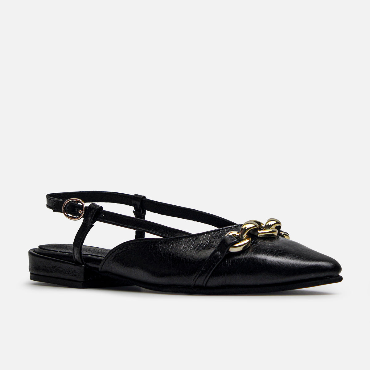 Baleta destalonada lumi de cuero para mujer - Negro