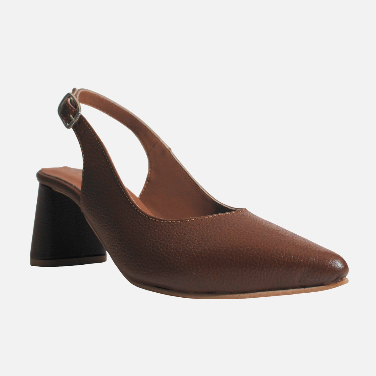 Tacones flora de cuero para mujer - Miel