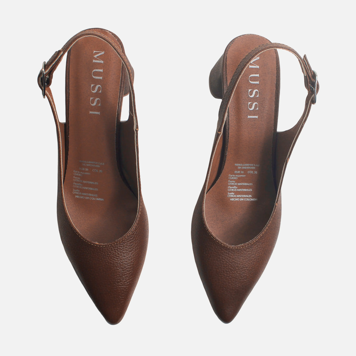 Tacones flora de cuero para mujer - Miel