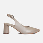 Tacones flora de cuero para mujer - Oro