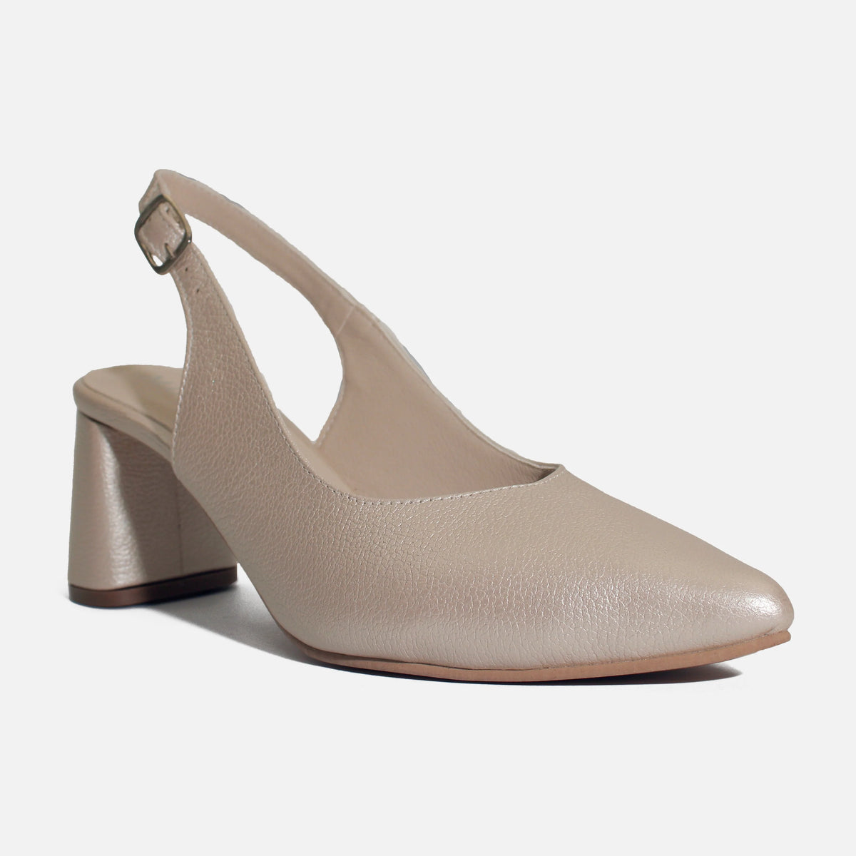 Tacones flora de cuero para mujer - Oro