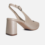 Tacones flora de cuero para mujer - Oro