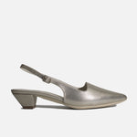 Tacones castaña de cuero para mujer - Oro