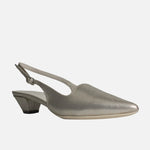 Tacones castaña de cuero para mujer - Oro