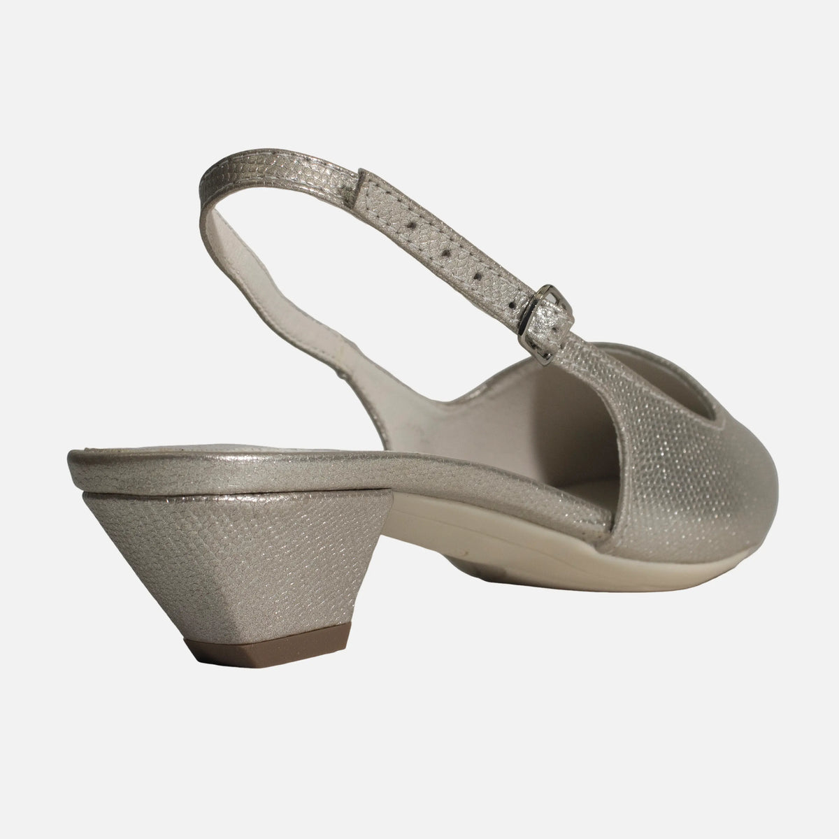 Tacones castaña de cuero para mujer - Oro