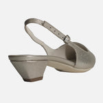 Tacones castaña de cuero para mujer - Oro