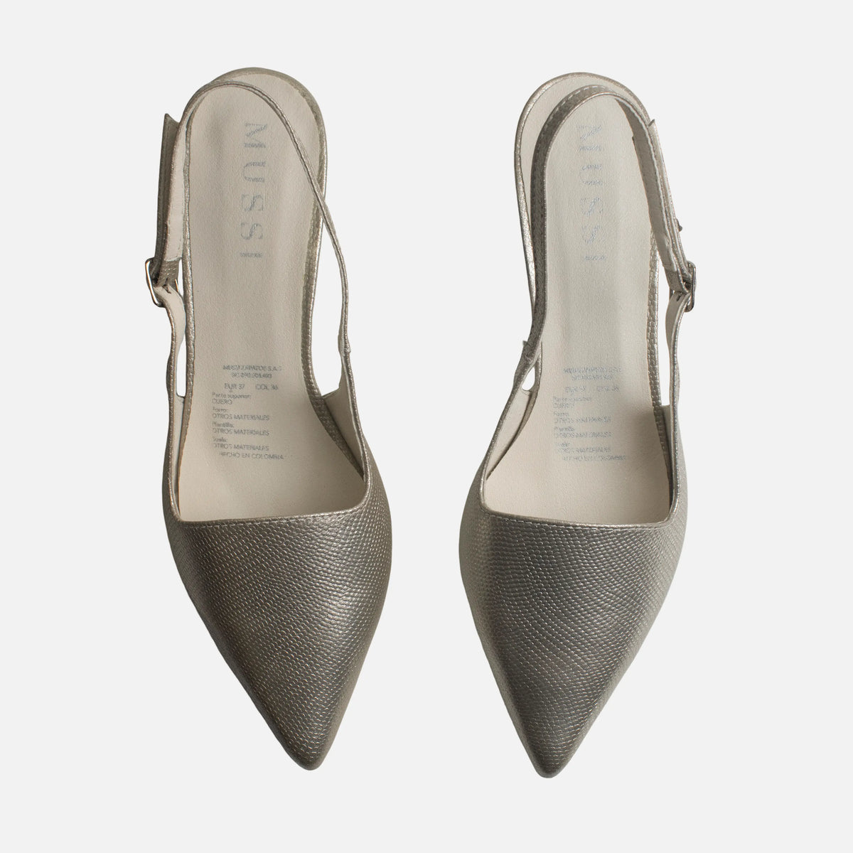 Tacones castaña de cuero para mujer - Oro