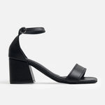 Sandalia tacon gardenia de cuero para mujer - Negro