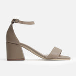 Sandalia tacon gardenia de cuero para mujer - Beige