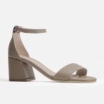Sandalia tacon gardenia de cuero para mujer - Beige