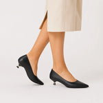 Tacones urel de cuero para mujer - Negro