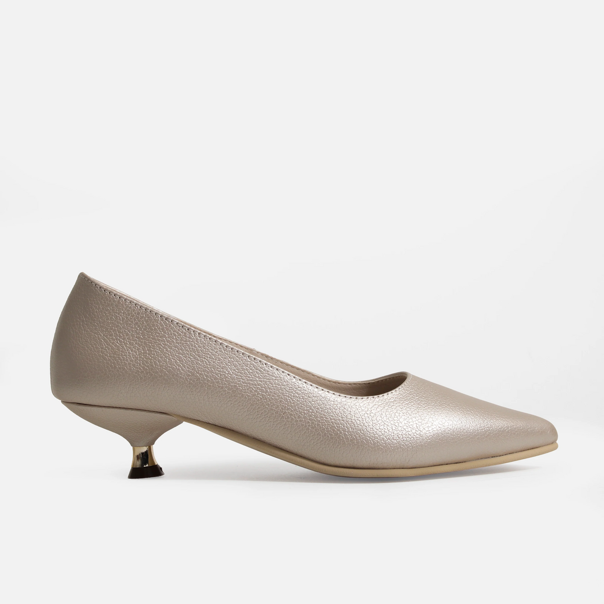 Tacones urel de cuero para mujer - Oro