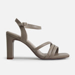Sandalia tacon senay de cuero para mujer - Taupe