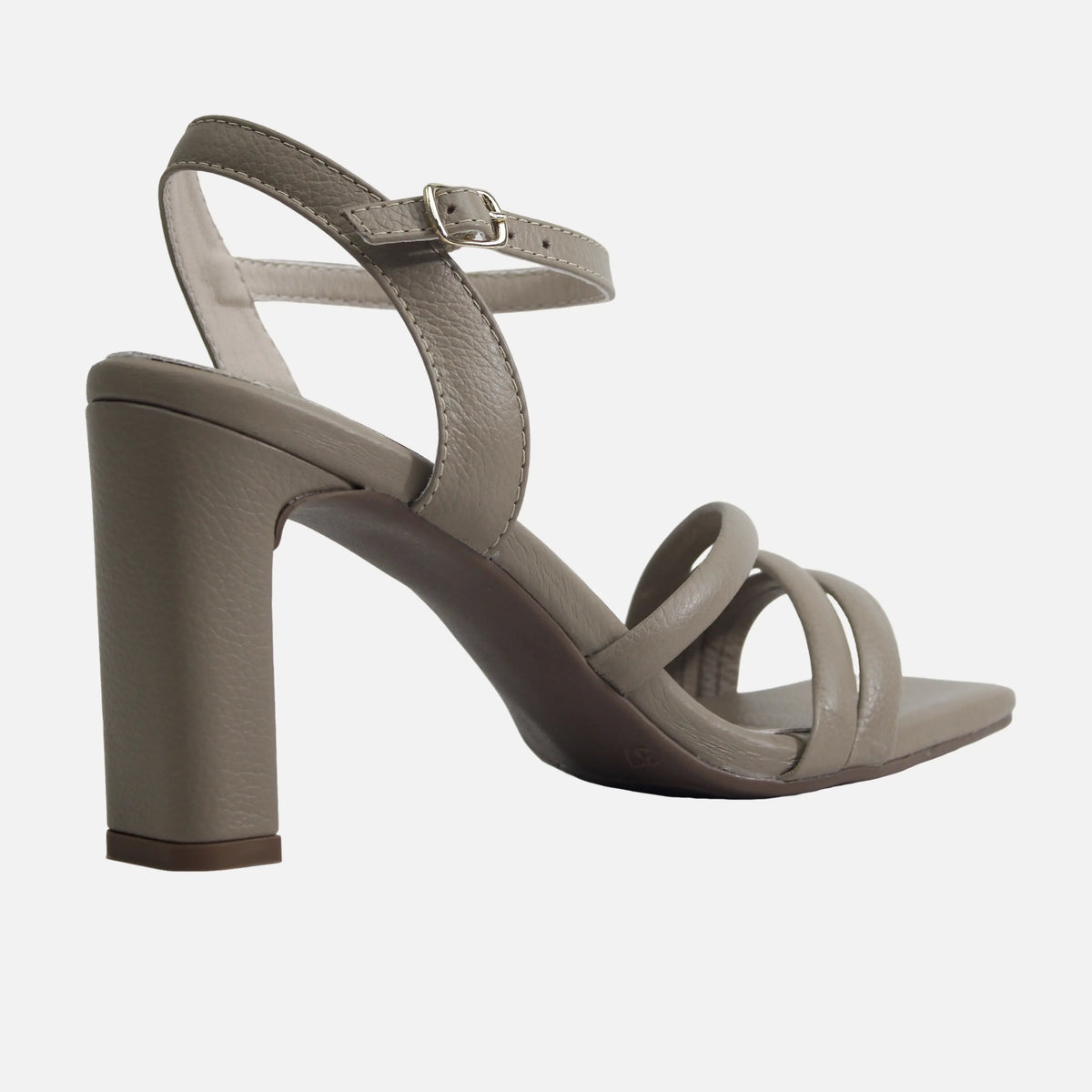 Sandalia tacon senay de cuero para mujer - Taupe