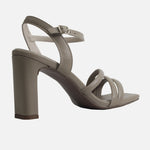 Sandalia tacon senay de cuero para mujer - Taupe