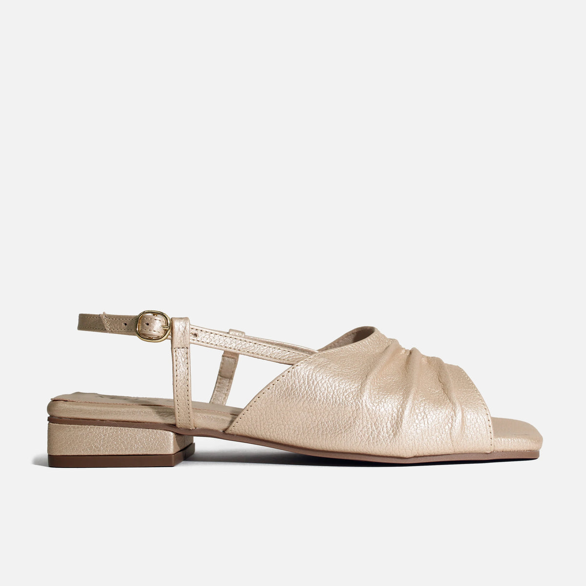 Sandalia plana amelie de cuero para mujer - Oro