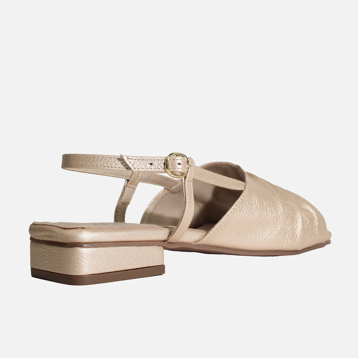 Sandalia plana amelie de cuero para mujer - Oro