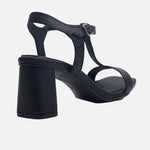 Sandalia tacon naia de cuero para mujer - Negro