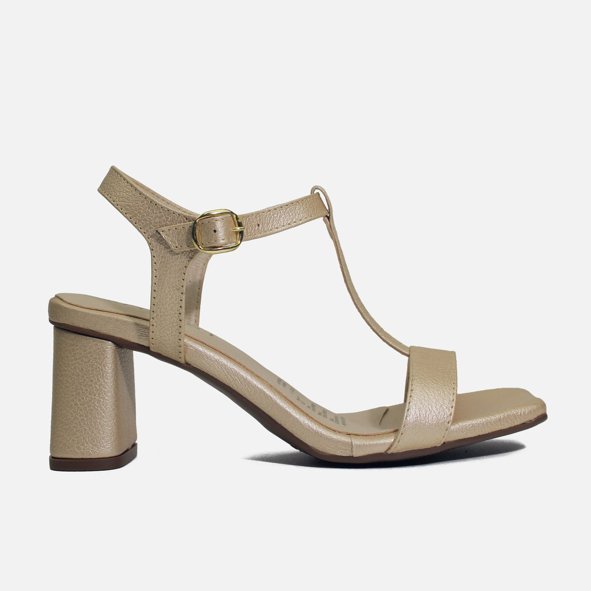 Sandalia tacon naia de cuero para mujer - Oro
