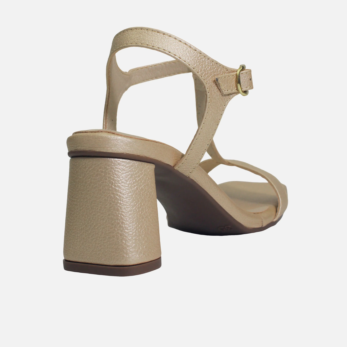 Sandalia tacon naia de cuero para mujer - Oro