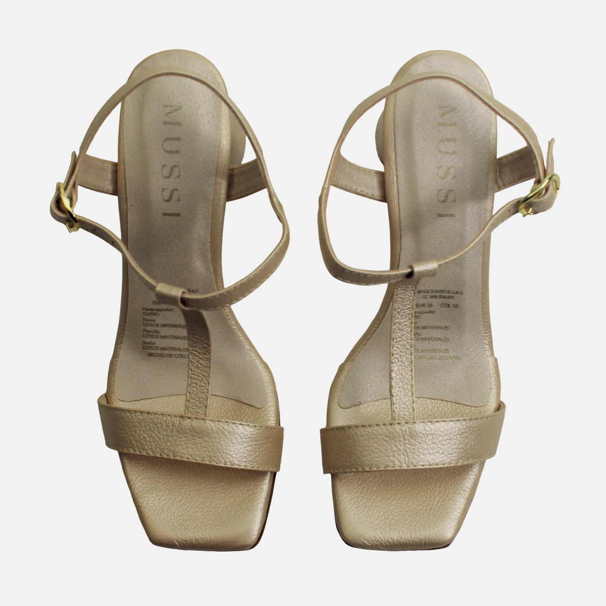Sandalia tacon naia de cuero para mujer - Oro