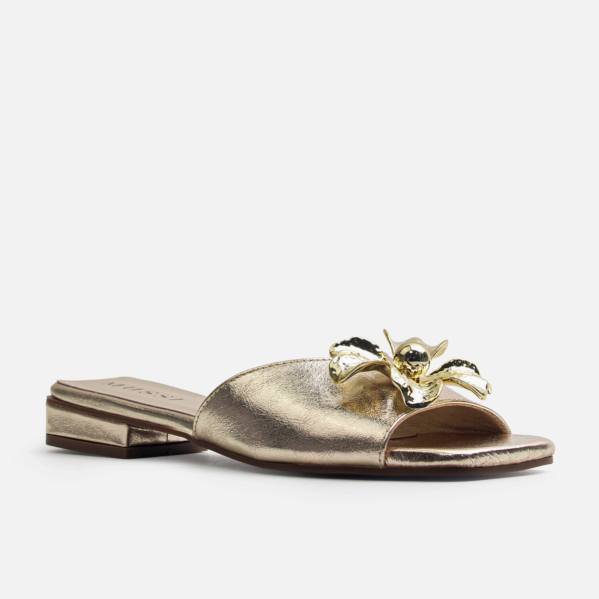 Sandalia tacon alheli de cuero para mujer - Oro