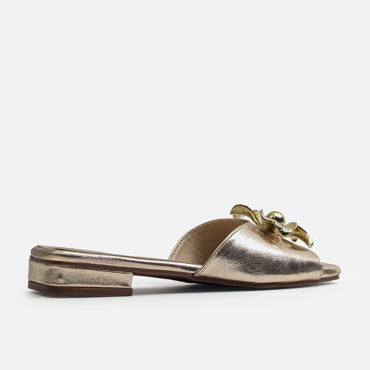 Sandalia tacon alheli de cuero para mujer - Oro