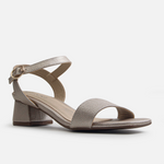 Sandalia tacon brezo de cuero para mujer - Oro