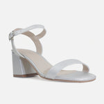 Sandalia tacon itaya de cuero para mujer - Plateado
