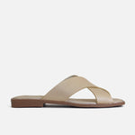 Sandalia plana nyra de cuero para mujer - Oro