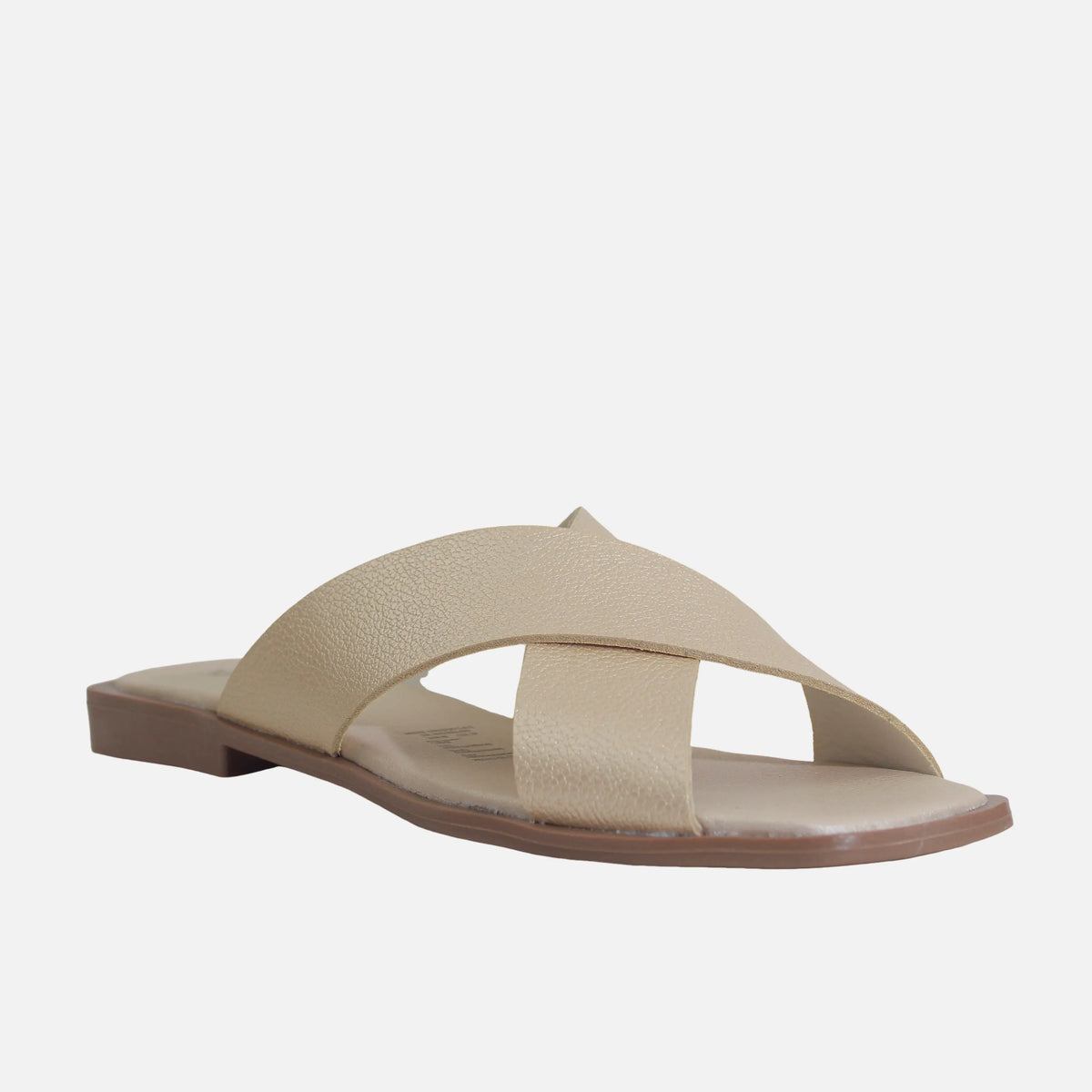 Sandalia plana nyra de cuero para mujer - Oro