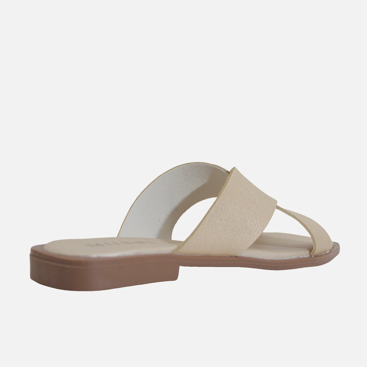 Sandalia plana nyra de cuero para mujer - Oro