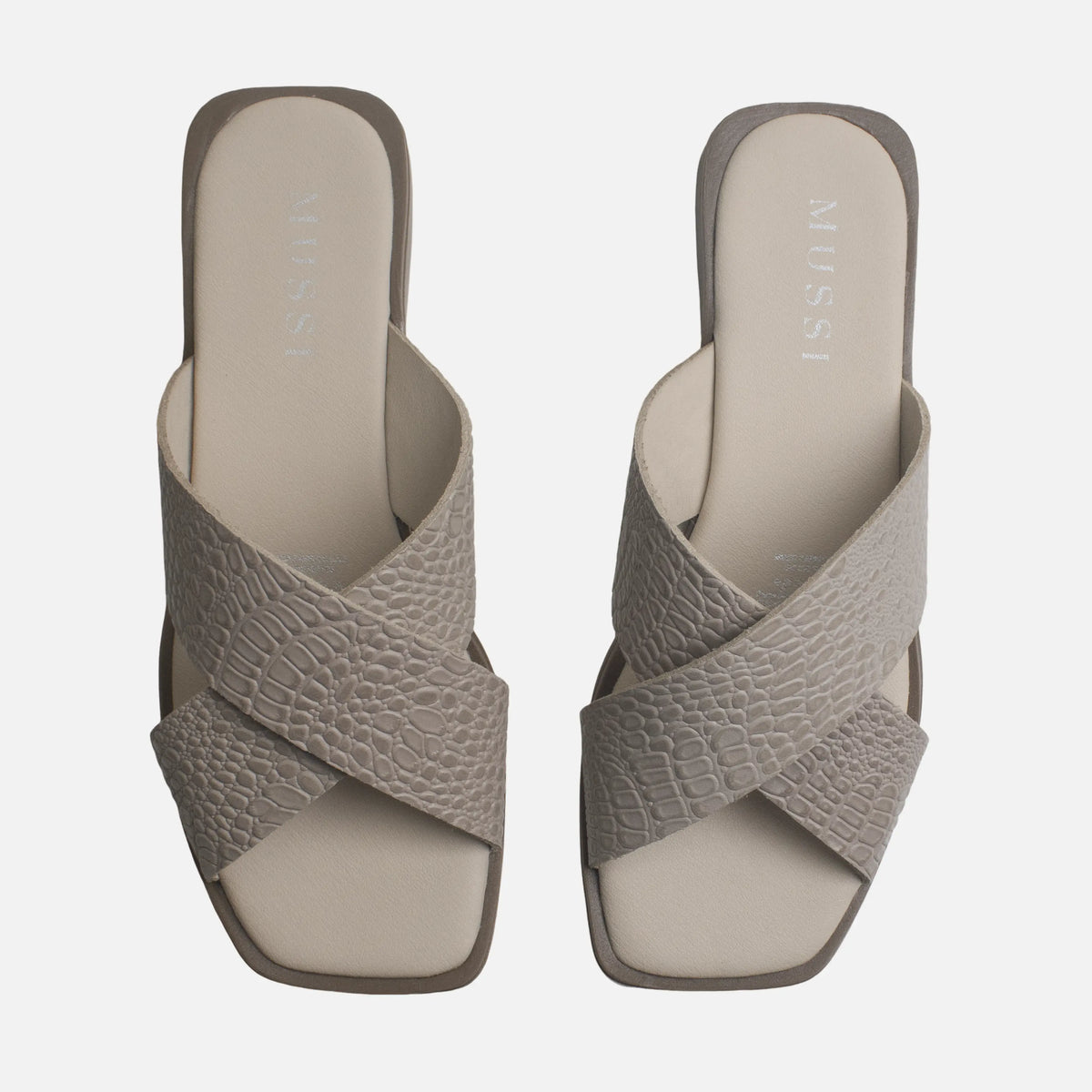 Sandalia plana nyra de cuero para mujer - Taupe