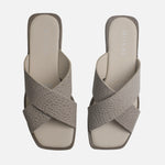 Sandalia plana nyra de cuero para mujer - Taupe