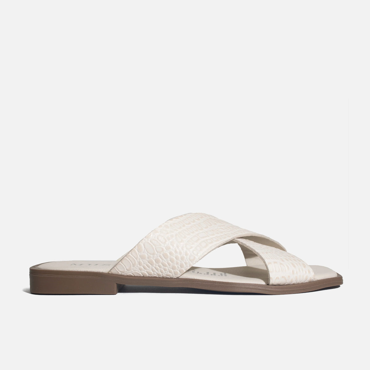 Sandalia plana nyra de cuero para mujer - Hueso