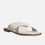 Sandalia plana nyra de cuero para mujer - Hueso