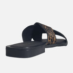 Sandalia plana nyra de cuero para mujer - Cafe