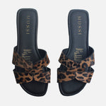 Sandalia plana celia de cuero para mujer - Cafe