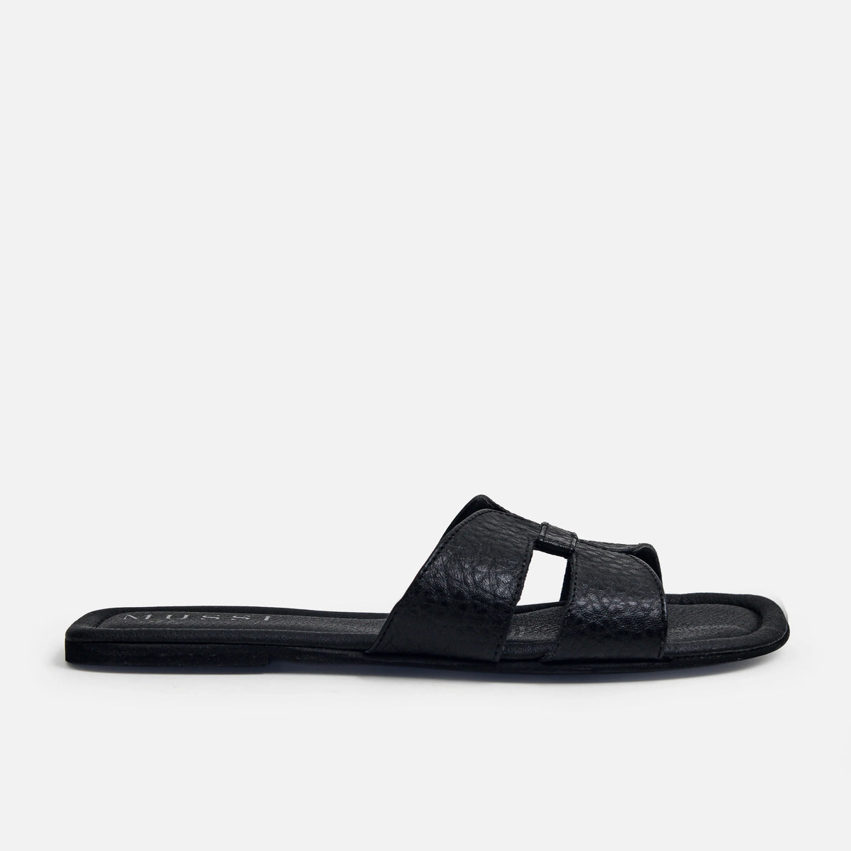 Sandalia plana celia de cuero para mujer - Negro