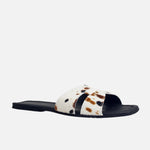 Sandalia plana celia de cuero para mujer - Animal Print Vaca